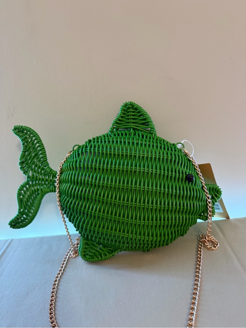 Green Fish Woven Crossbody Bag